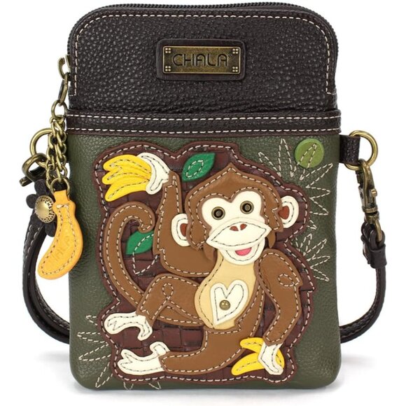 Wilderness Animal Collection Cell Phone Crossbody Purse Olive Multicolor Vegan L - Picture 1 of 4